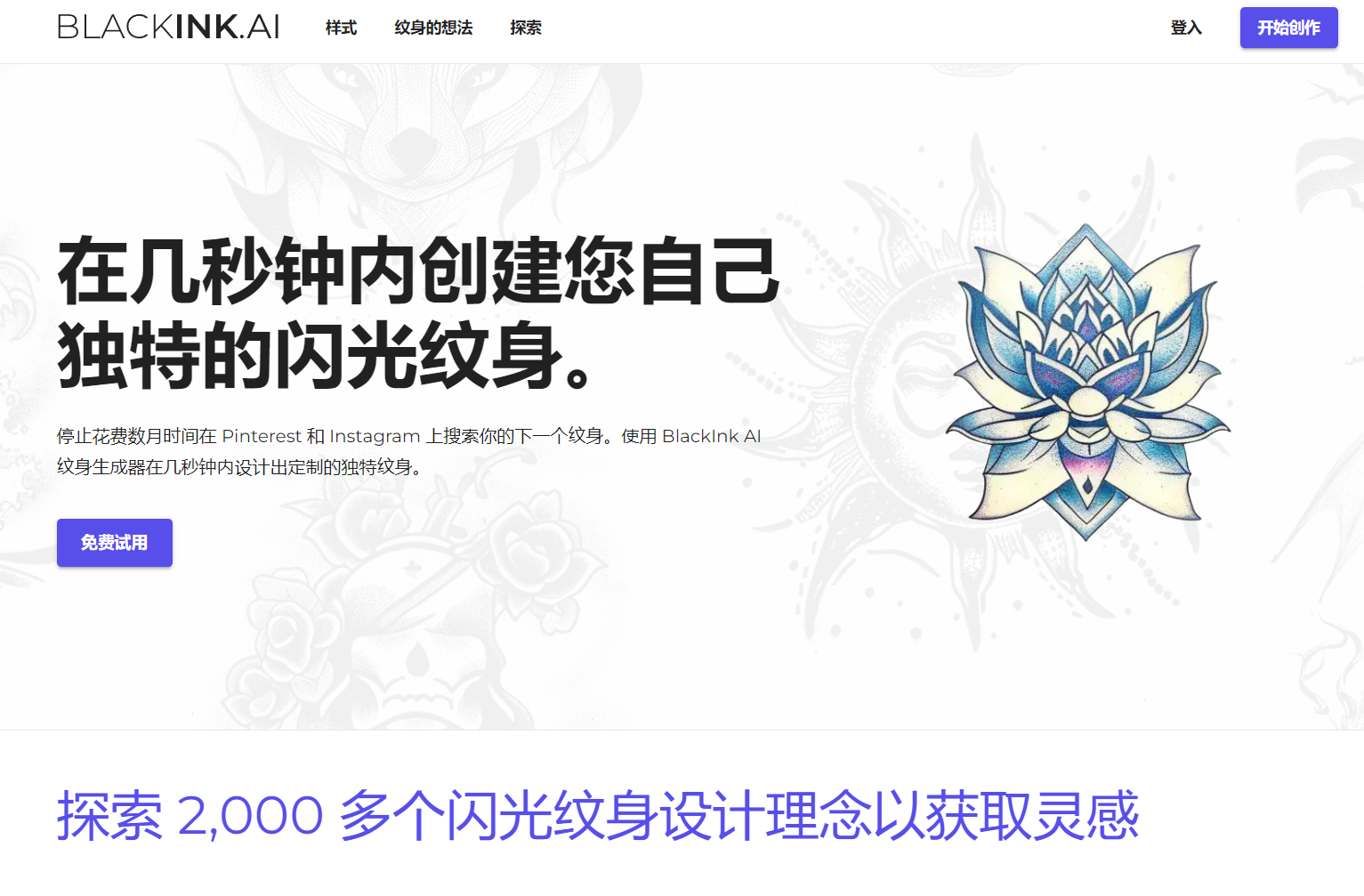 Blackink AI纹身生成翻译站点